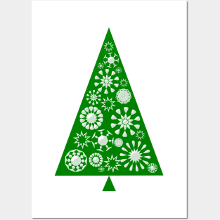 Pine Tree Snowflakes - Green Posters and Art